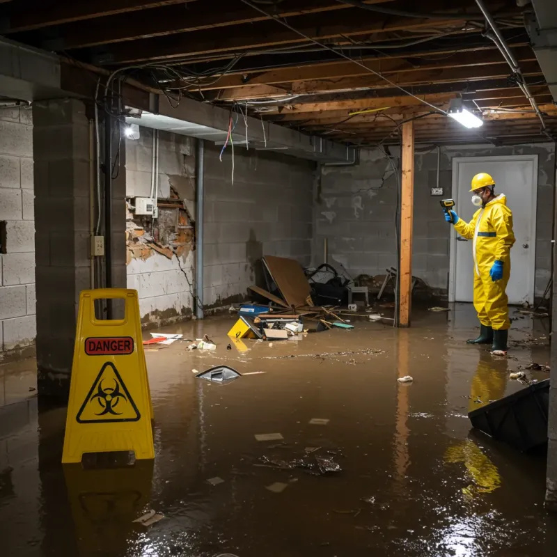 Flooded Basement Electrical Hazard in Advance, NC Property